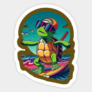 Cool Surfing Turtle Sticker